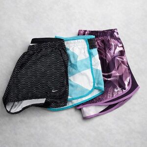 Nike Black, Teal, and Purple Athletic Shorts Trio